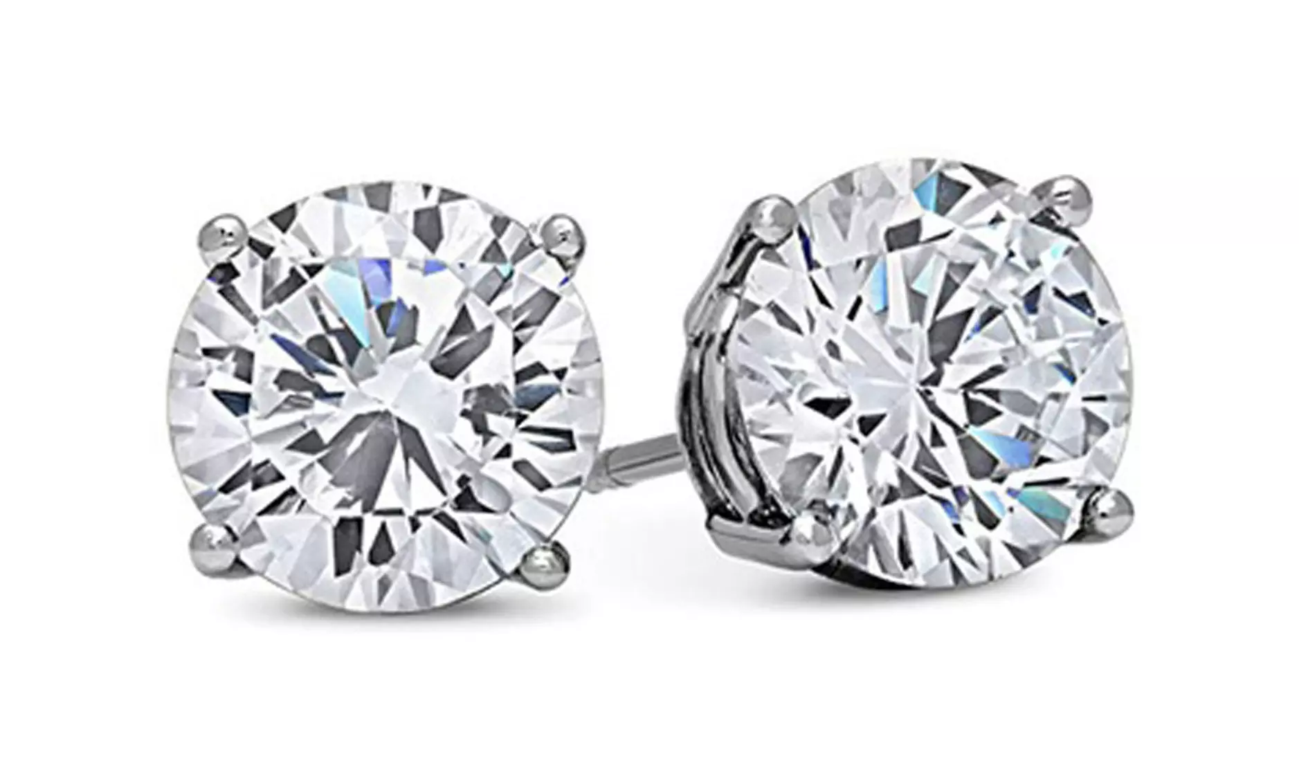 Paris Jewelry 14k White Gold Plated Round 3.0ct Cubic Zirconia Stud Earrings