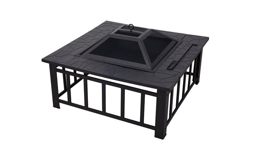 Image 2: Hortus Outdoor Square Black Metal Fire Pit