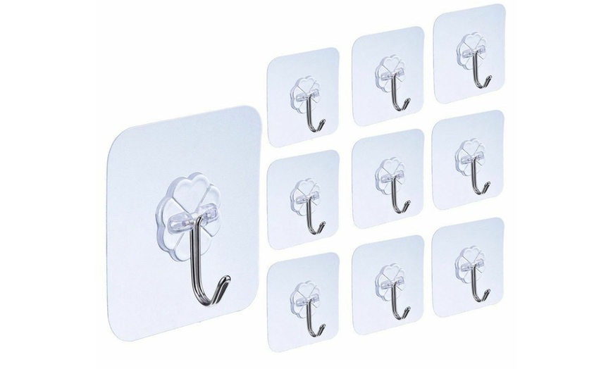 Image 2: 10-30PC Strong Transparent Suction Cup Sucker Wall Hooks Hanger Kitchen Bathroom