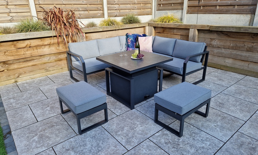 Image 1: Havana 6-Seater Corner Sofa Dining Set with Water-Resistant Cushions