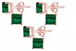 14K Rose Gold Plated 4 Ct Princess Cut Emerald Stud Earrings. - Second Medium