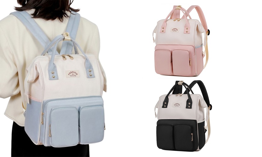 Image 2: Water-Repellent Large Diaper Backpack