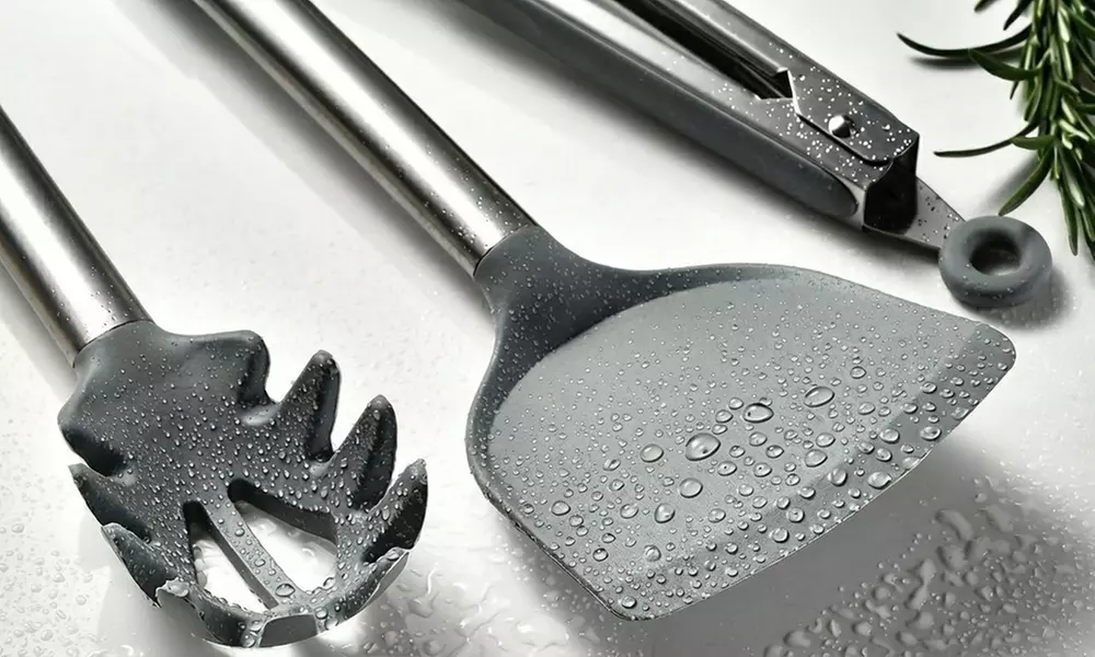 Set de 12 ustensiles de cuisine en silicone avec support