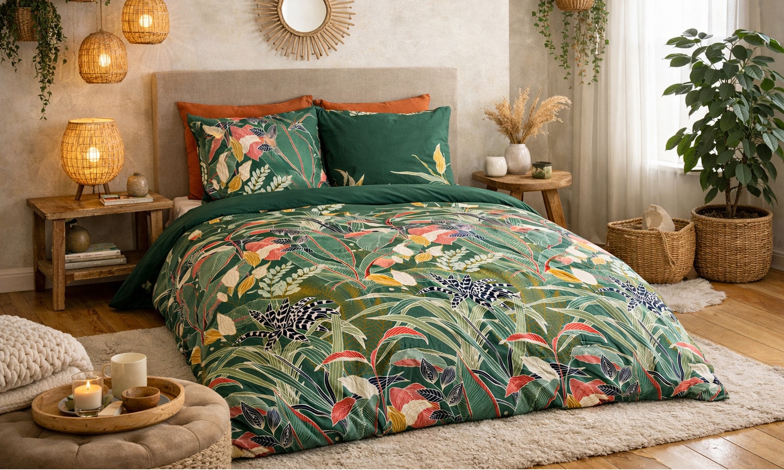 Parure de lit 100 % coton 57 fils/cm²