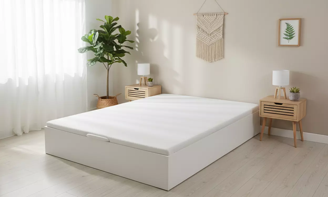 Canapé Abatible Altura 32cm ENVIO, MONTAJE Y RECOGIDA ANTIGUO GRATIS, Gran Capacidad, Madera, Tapa 3D, Blanco