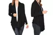 Women's Long Sleeve Draped Neck Open Front Solid Cardigan - Second Medium
