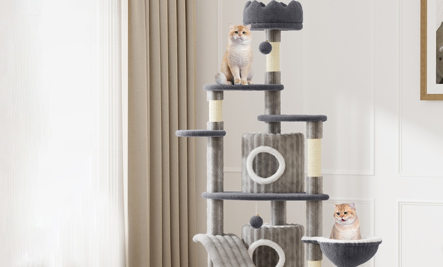 Image 1: 7-Layer 162cm Indoor Castle Cat Tree with Cat Scratching Posts