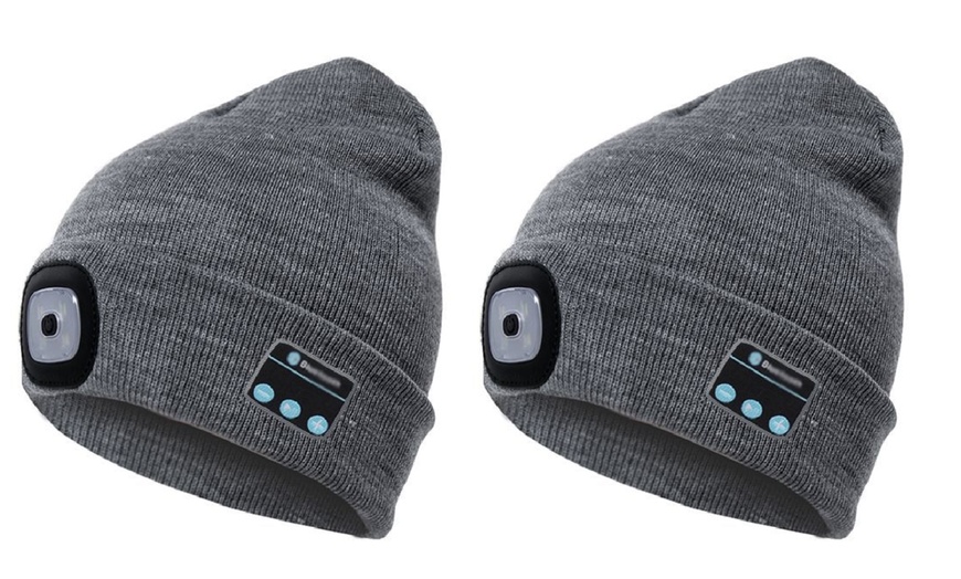 Image 13: One or Two Bluetooth Beanie Hats with LED Light