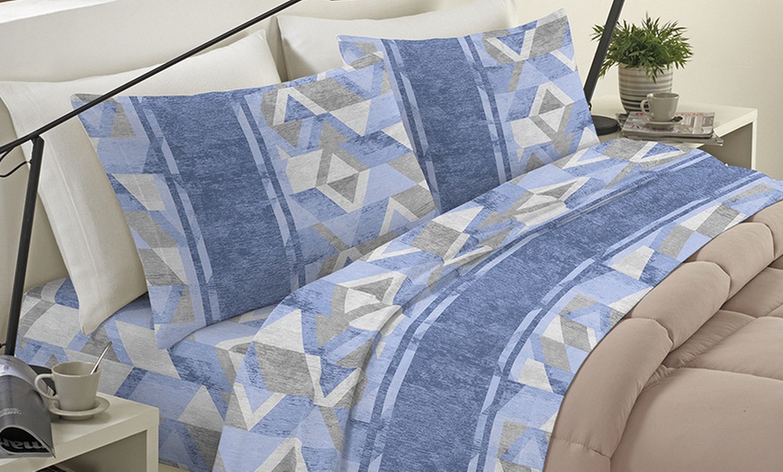 Image 1: Completo lenzuola 100% flanella di cotone Made in Italy
