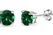 Paris Jewelry White Gold Plated Round 6mm Emerald Stud Earrings - Second Medium