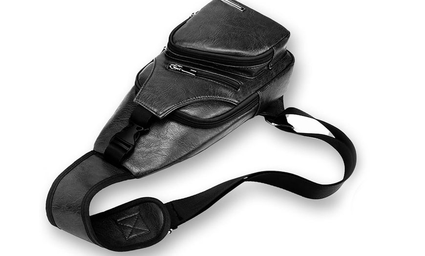 Image 3: Leather Optic Sling Bag