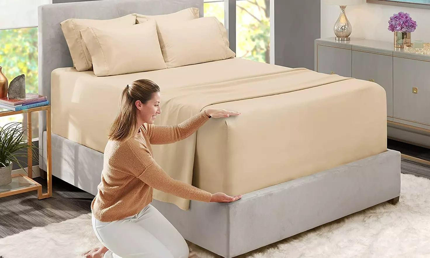 Hearth & Harbor Extra Deep Pocket Sheet Set - Microfiber Bed Sheets - 24" Depth