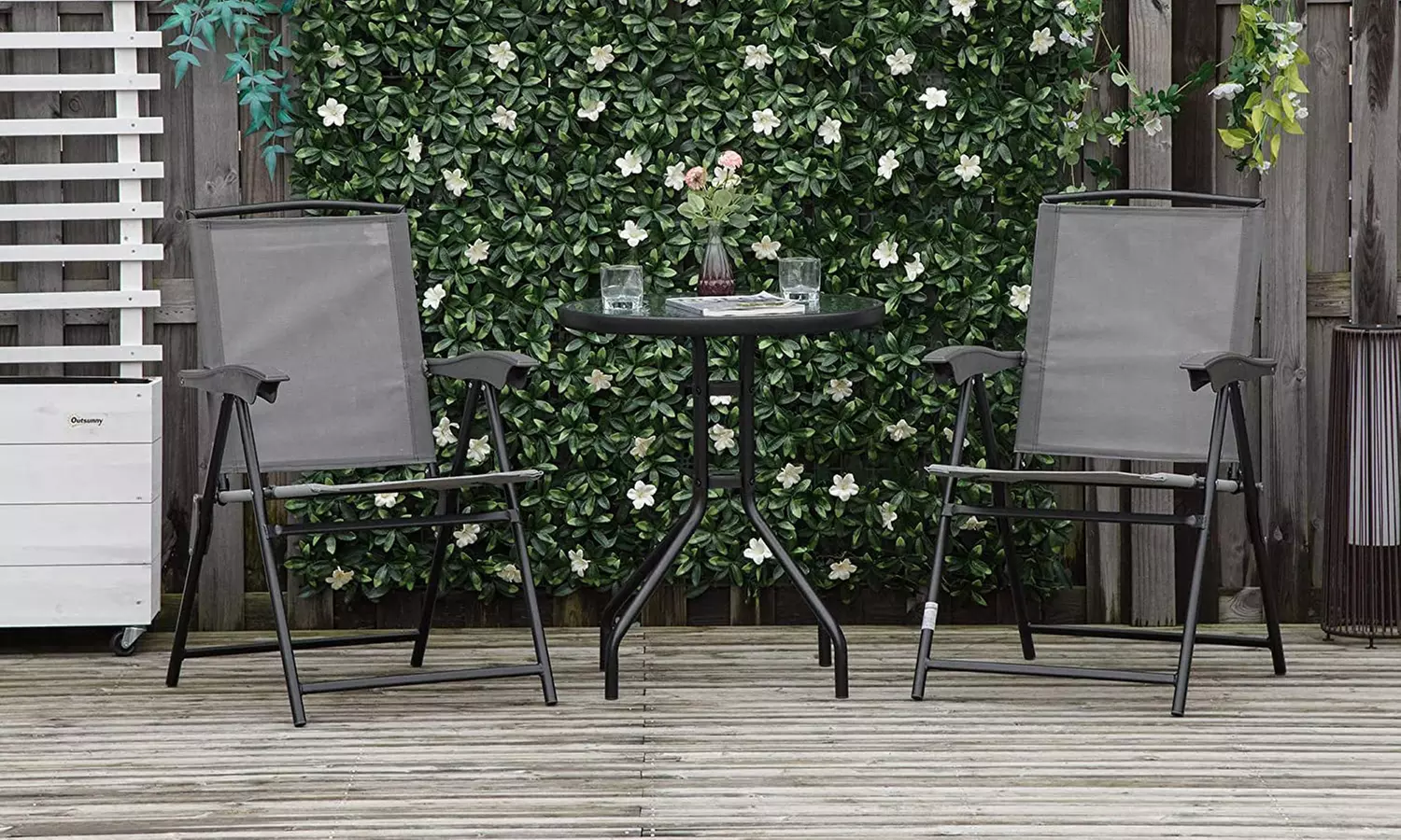 Outsunny Three-Piece Outdoor Bistro Table and Chairs Set - Primary Image
