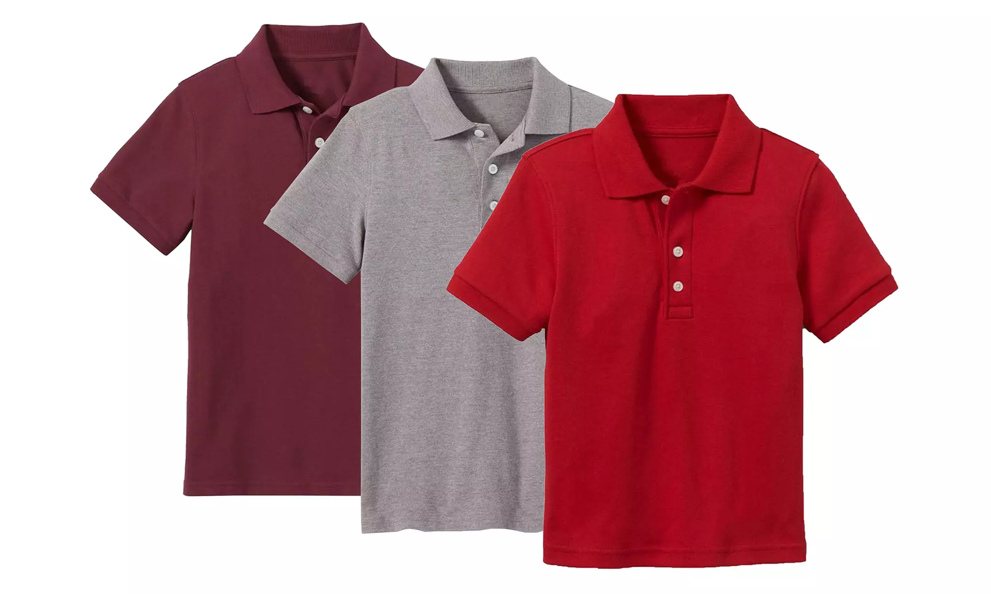 3-Pack Boy's Short Sleeve School Uniform Pique Polo Shirts (Sizes, 4-20)