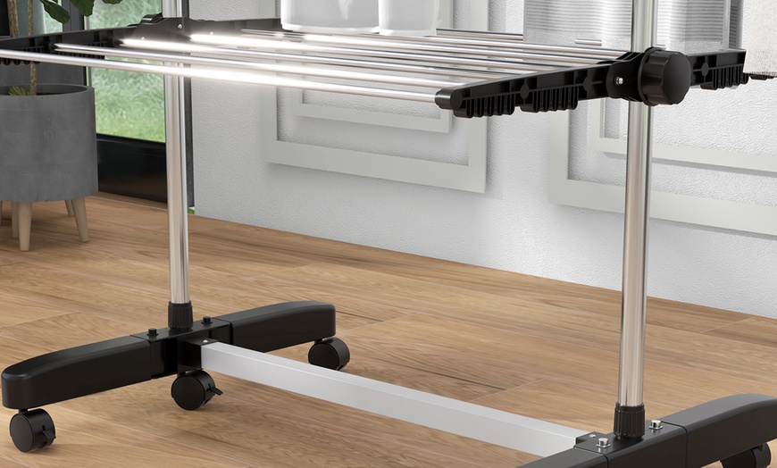 Image 5: HomCom Multi-Layer Clothes Drying Rack with Wheels