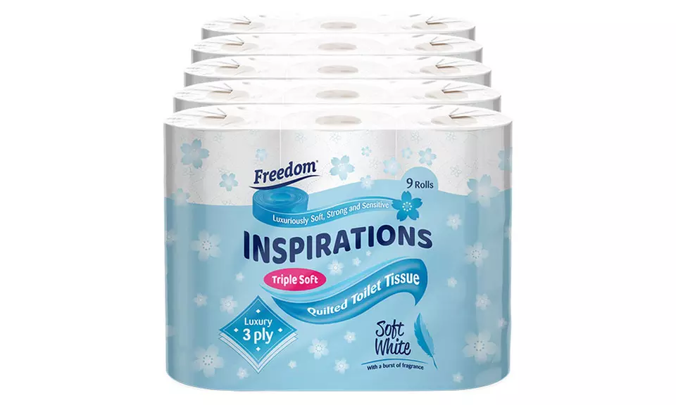 45, 90 or 135 Rolls of Freedom Three-Ply Toilet Paper