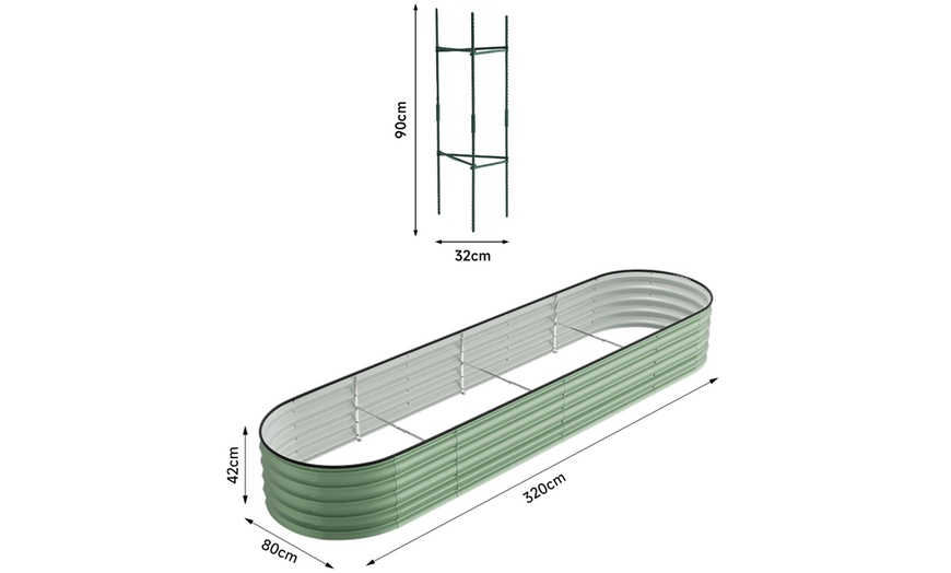 Image 8: Open-Bottom Sectioned Galvanized Steel Raised Garden Bed 320cm x 80cm 