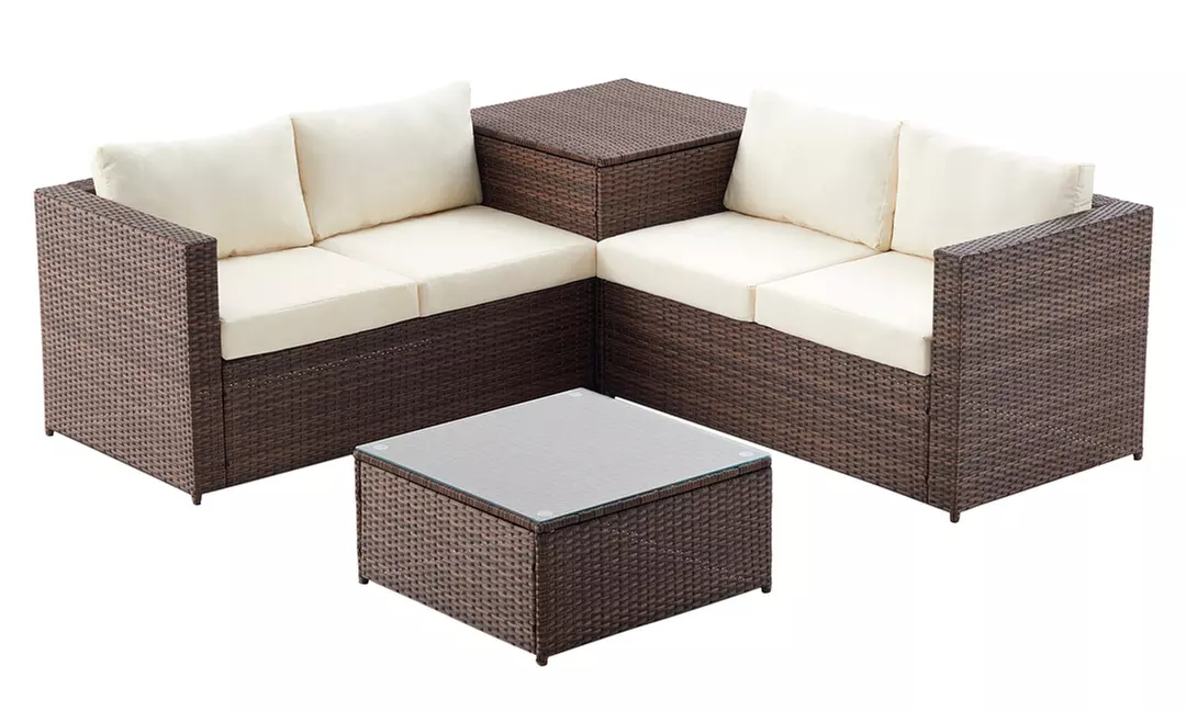 Salon de jardin 4 places Kocoon en résine tressée, modèle "Oacari"