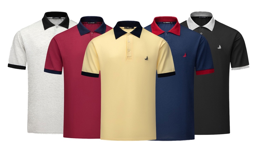 Image 1: Men's Contrast Collar Polo Shirt