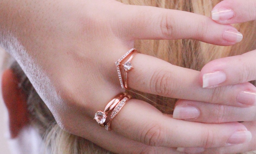 Image 13: Bague double Prestige avec cristaux autrichiens