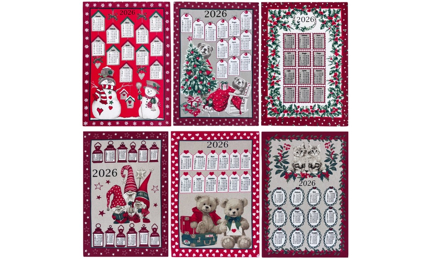 Image 1: Set di 6 o 12 strofinacci da cucina con calendario natalizio 2026