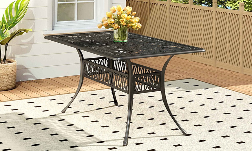Image 2: Garden Outdoor Cast Aluminum Vintage Bistro Table 