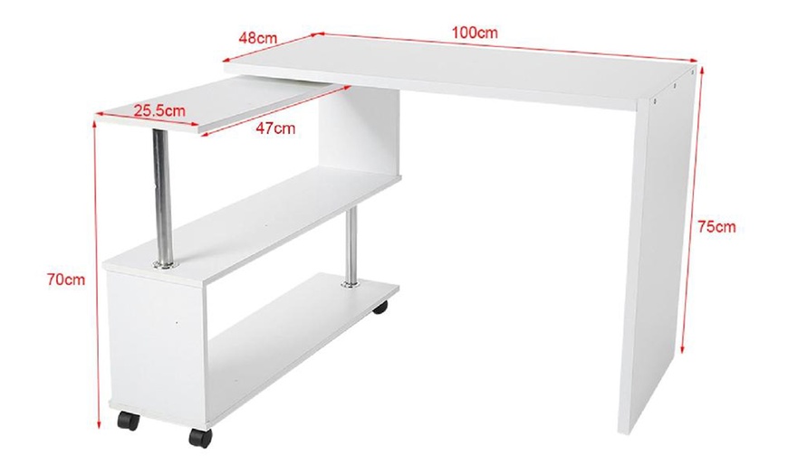 Image 7: 360-Degree Adjustable Corner Computer Desk