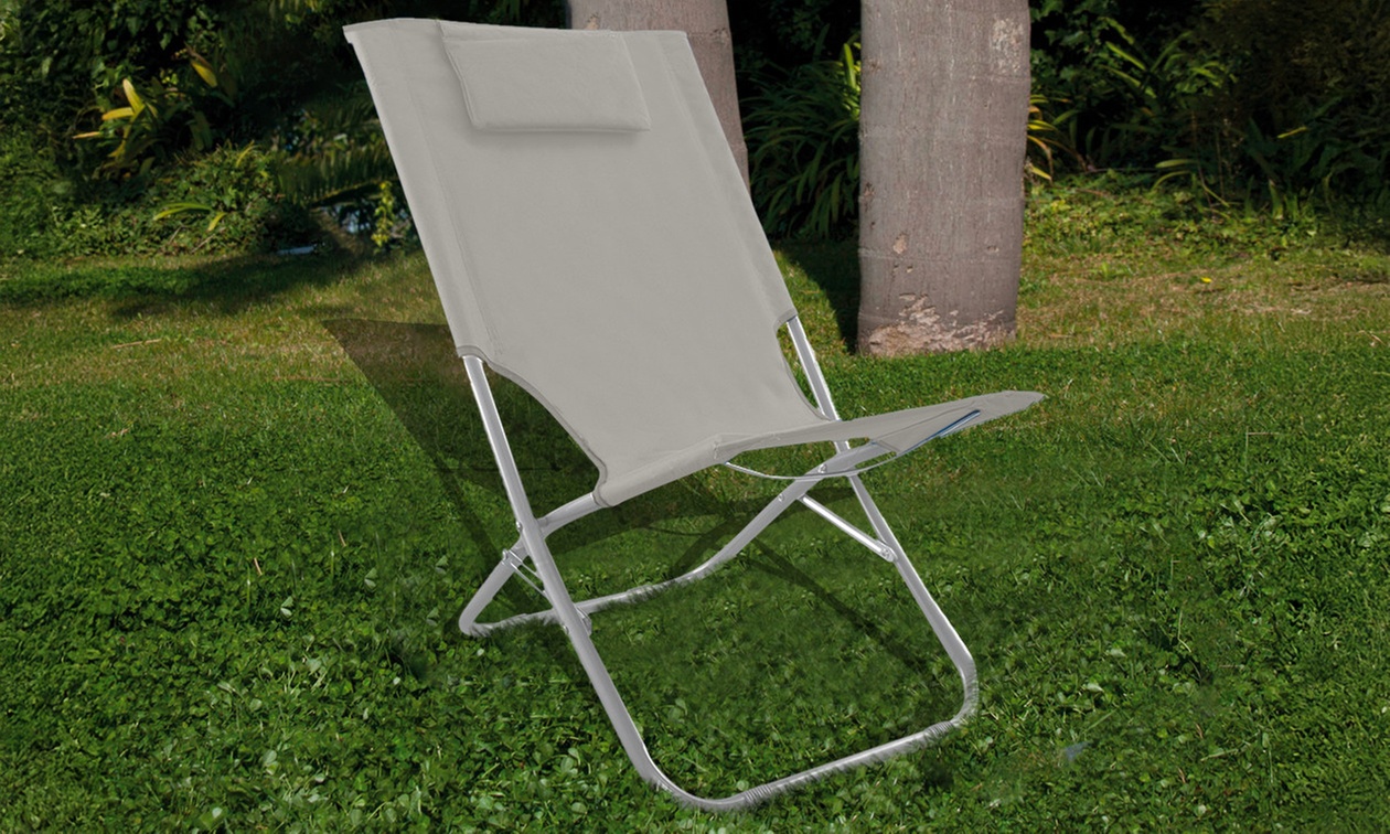 Silla plegable con asiento de tela Oxford en color beige