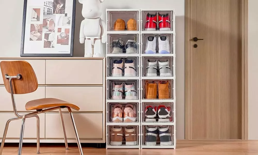 Scarpiera impilabile con 6 contenitori