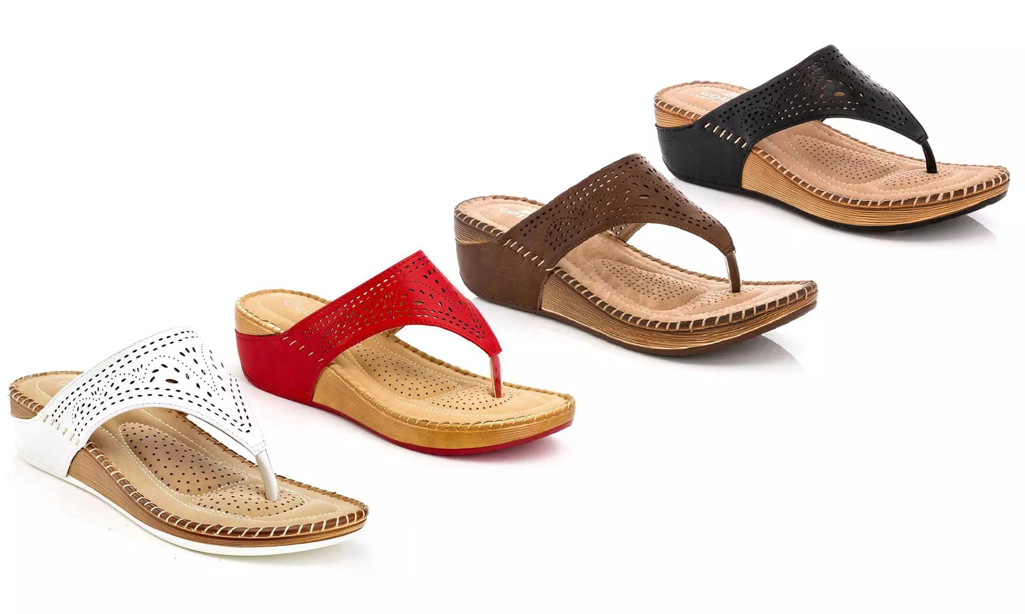 Lady Godiva Women's Allison Comfort Wedge Slide Thong Sandals - Primary Image