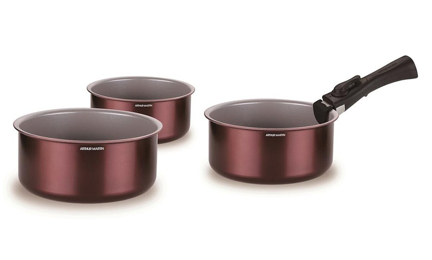 Image 3: Arthur Martin Set of 3 Casseroles with Durable Non-Stick Design 