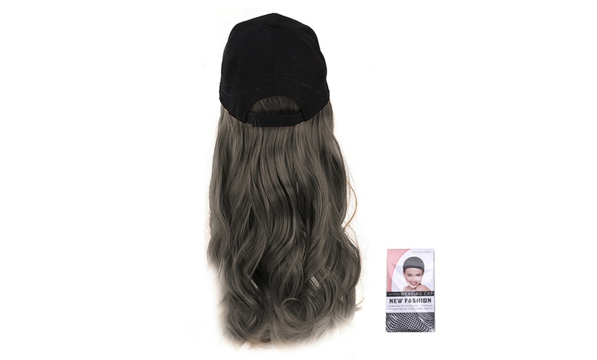 Image 2: Curly Long Wig Baseball Cap