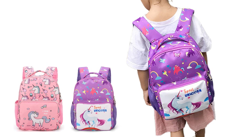 Image 2: Cartoon Unicorn School Backpack for Kids