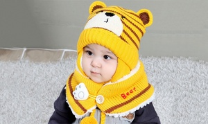 Baby Warm Knit Animal Hat and Scarf Set