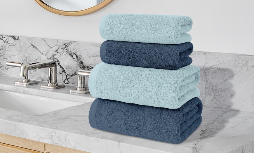 Image 1: Juego de 4 toallas de baño de algodón en 2 colores