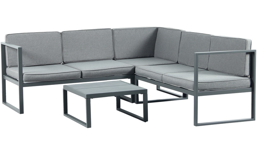 Image 2: 5-Pack Chester Grey Modern Metal Garden Furniture Set