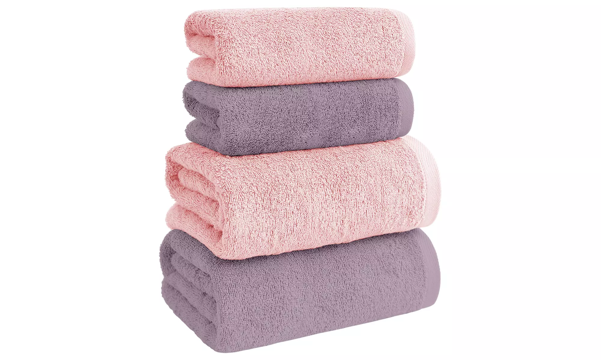 Juego de 4 toallas de baño de algodón en 2 colores