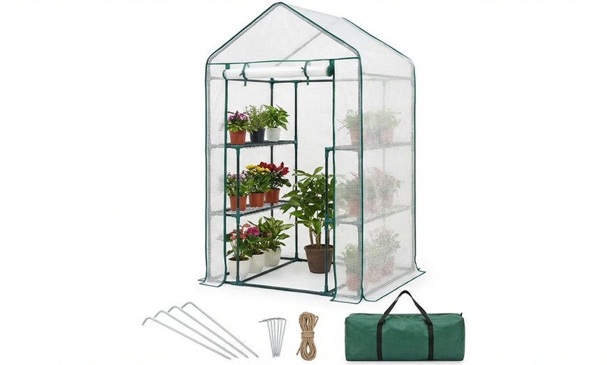 Image 2: Outsunny Foldable Small Greenhouse