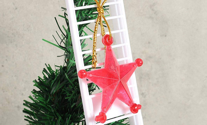 Image 7: Animated Musical Jingle Bells Santa Claus Climbing Ladder Toy Christmas Gift 