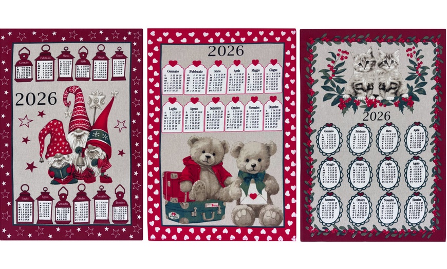 Image 3: Set di 6 o 12 strofinacci da cucina con calendario natalizio 2026