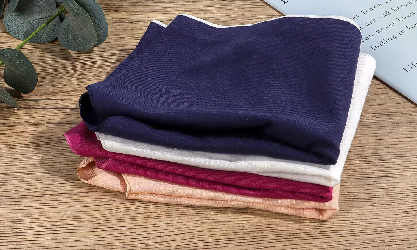 4-Pack Women's Cotton Mid Waist Full Panties No Show Brief Cut Underwear