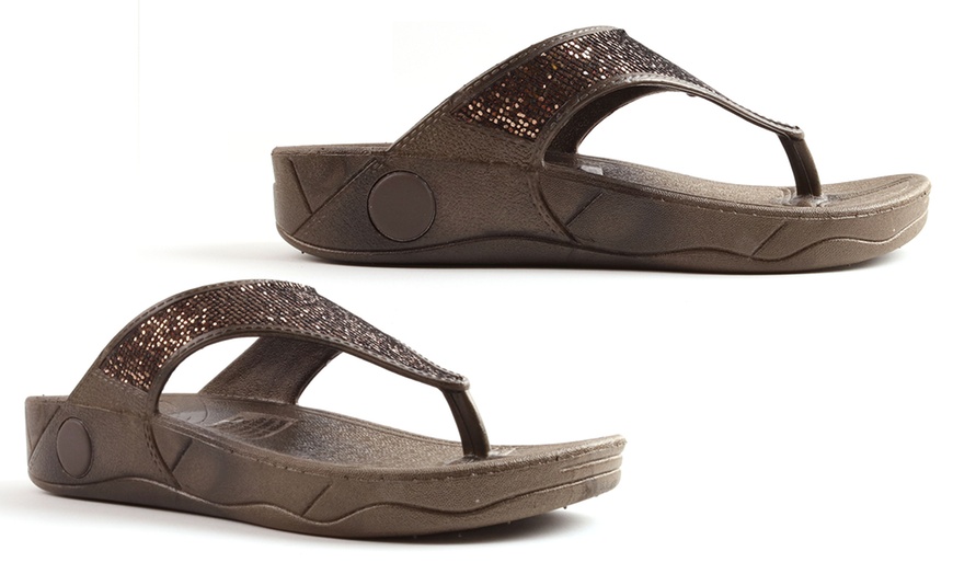 Image 3: Diamante Wedge Toning Flip-Flops