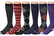 6-Pack Rexx Men's Knee-High Patterned Compression Socks - Second Medium