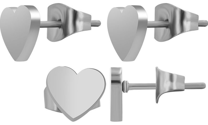 Image 8: Pendientes elegantes de acero inoxidable tipo botón