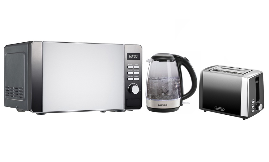 Daewoo Callisto Glass Kettle, Two-Slice Toaster and Microwave Set | Groupon