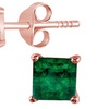 Image 2: 14K Rose Gold Plated 4 Ct Princess Cut Emerald Stud Earrings. 