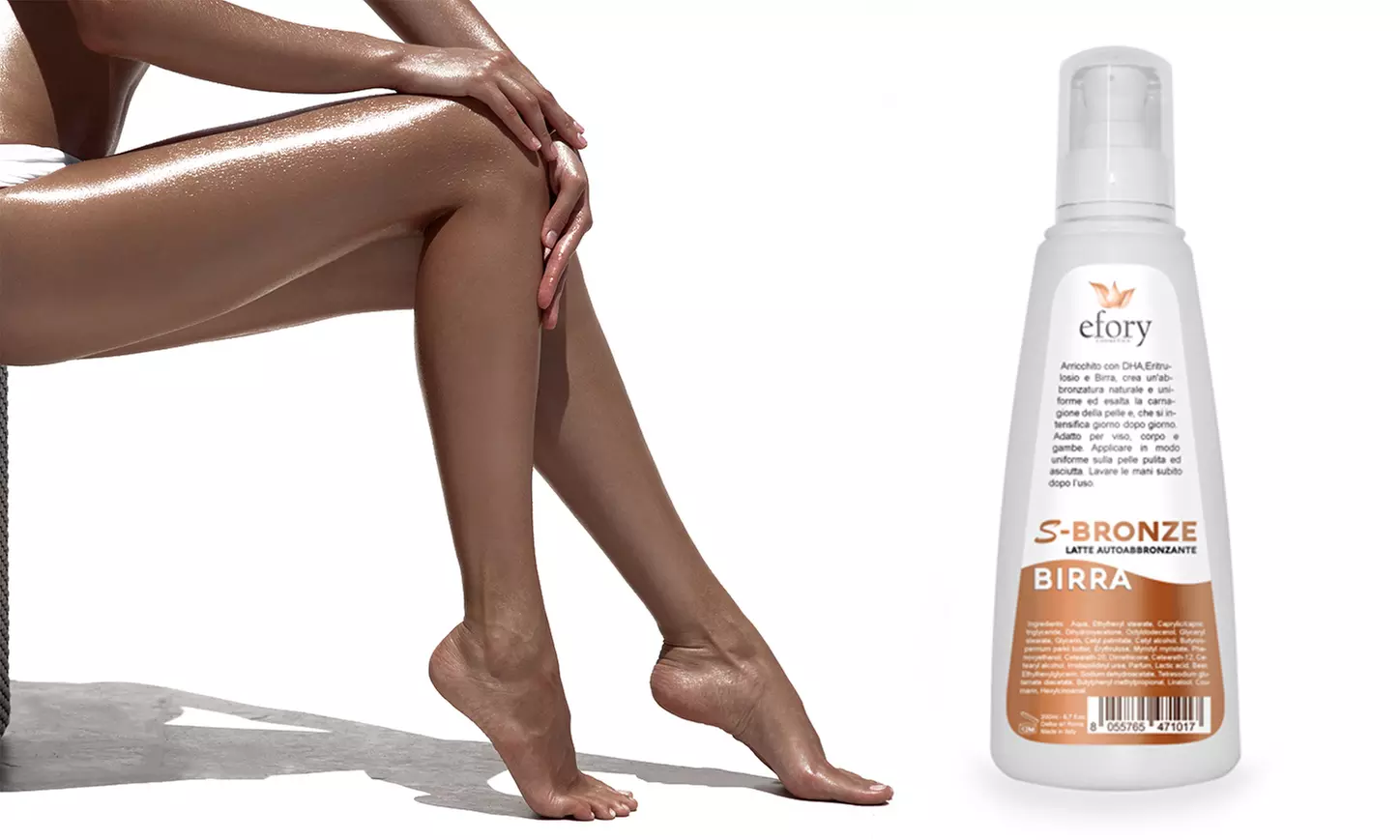 Hasta 3 leches corporales autobronceadoras con cerveza 200 ml de Efory Cosmetics - Primary Image
