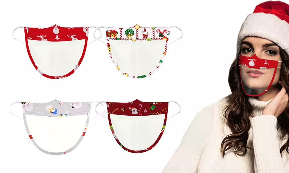 2, 4 ou 8 masques avec bouche visible et motifs de noël pour femme - Primary Image