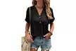 Women Short Sleeve V Neck Button Tops Blouses Trendy Casual Shirts Tunic - Second Medium