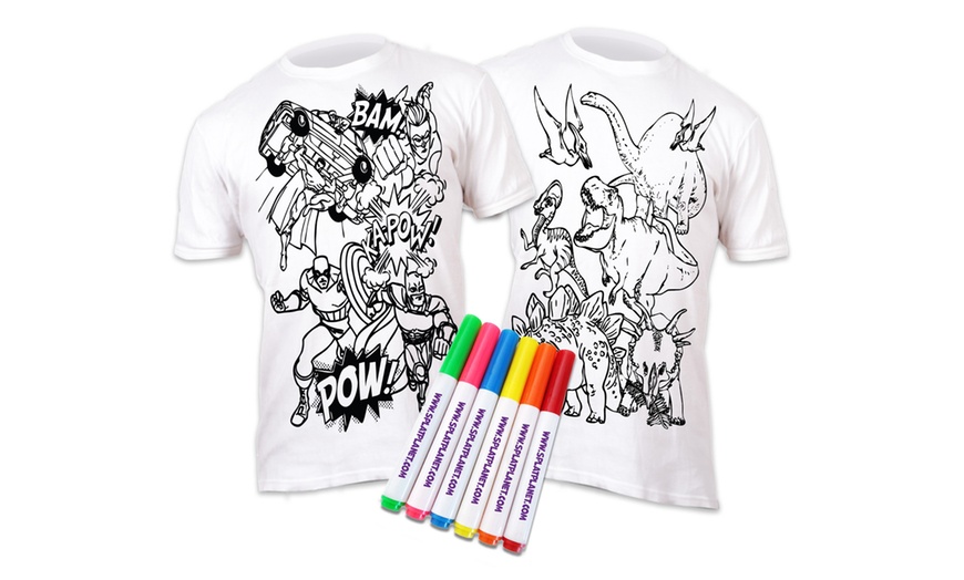 Image 7: Colour-in T-Shirts with Pens